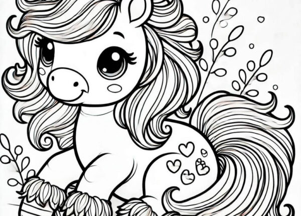 Adorable caballo para colorear