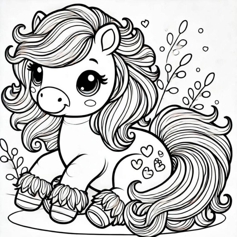 Adorable caballo para colorear