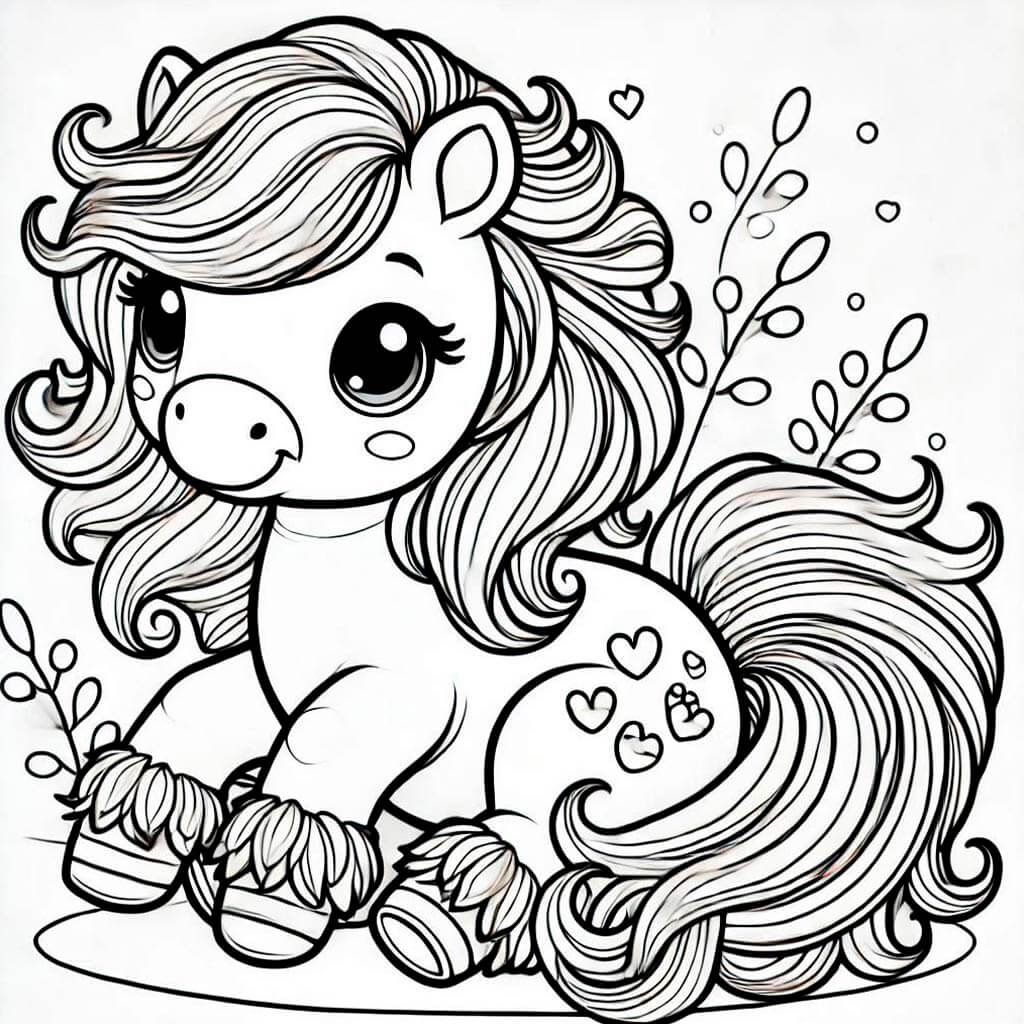 Adorable caballo para colorear