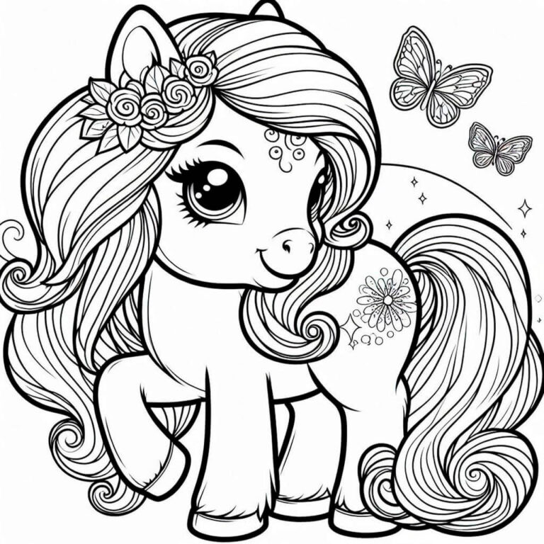 Adorable caballo para colorear