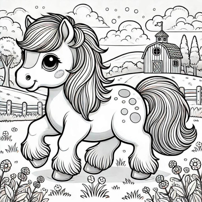 Adorable caballo para colorear