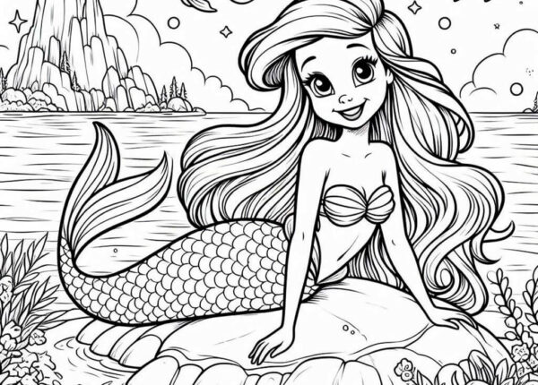 Ariel la sirenita para colorear