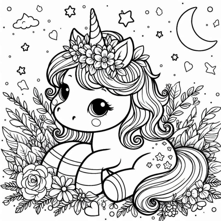Dibujo de bebe unicornio para colorear