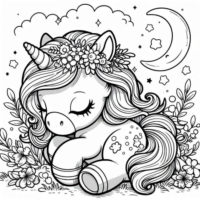 Dibujo de bebe unicornio para colorear