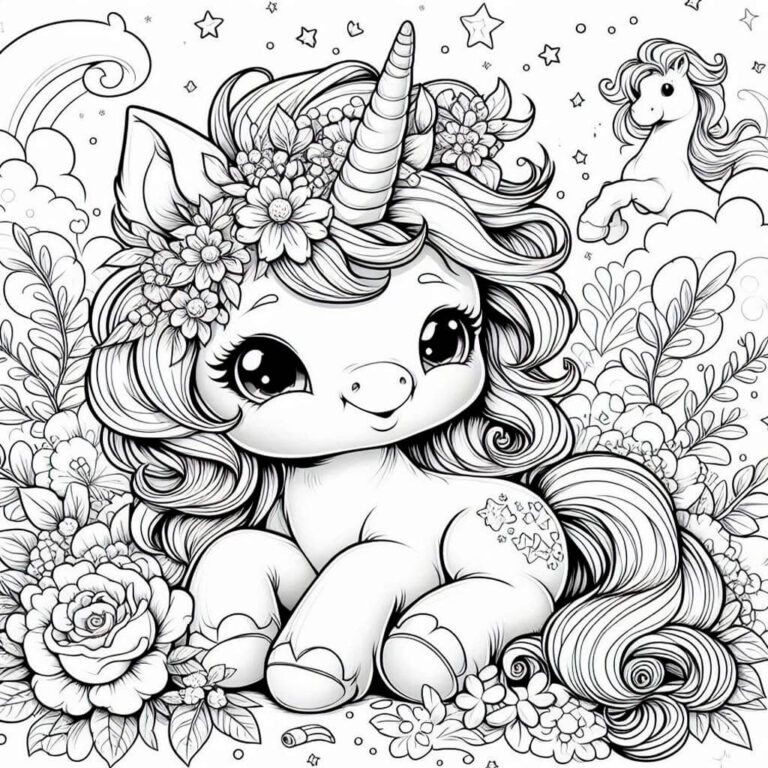 Dibujo de bebe unicornio para colorear