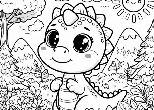 Dibujo de bonito dinosaurio para colorear