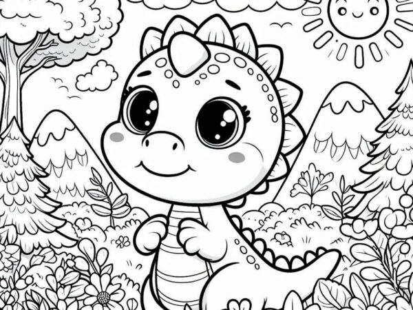 Dibujo De Bonito Dinosaurio Para Colorear