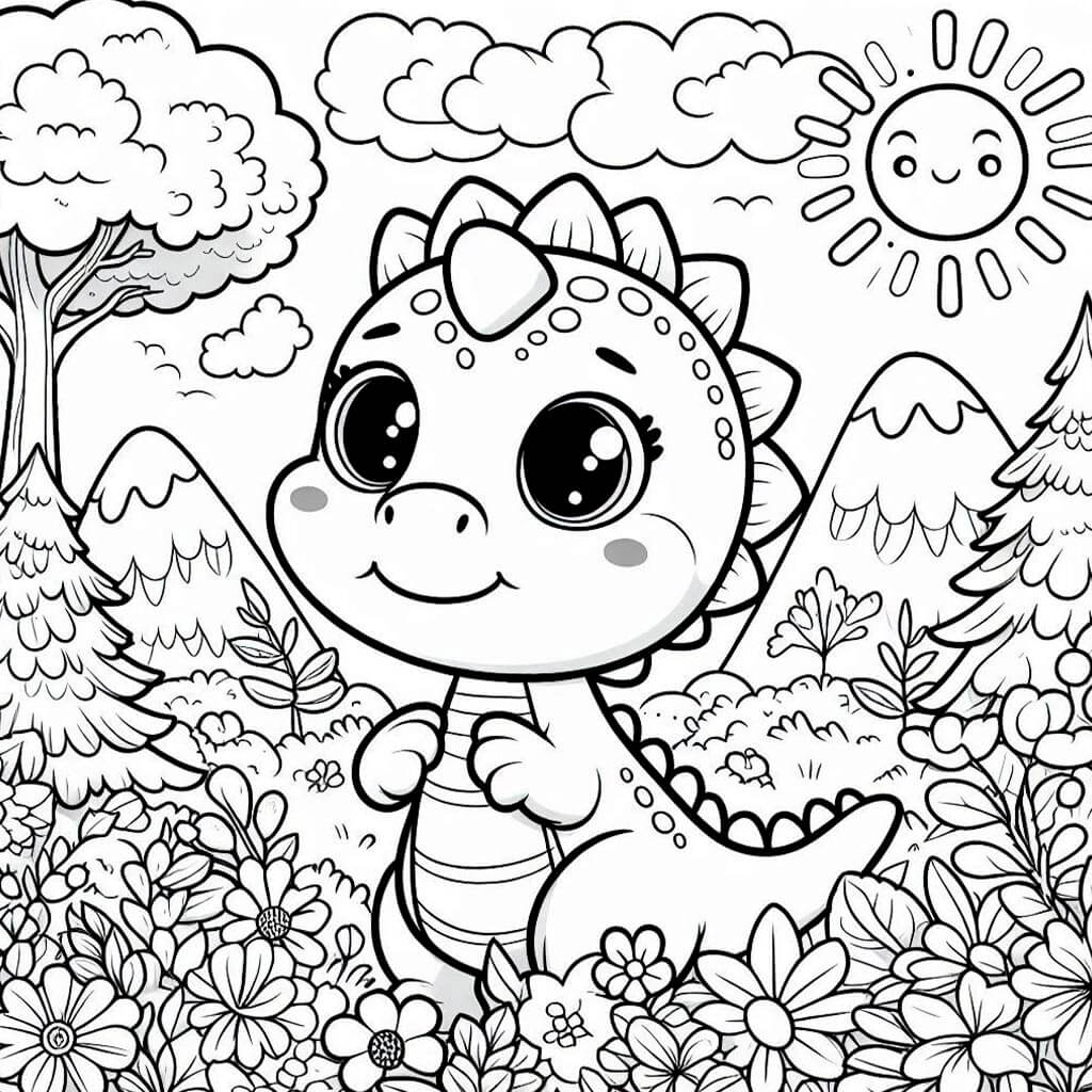 Dibujo de bonito dinosaurio para colorear