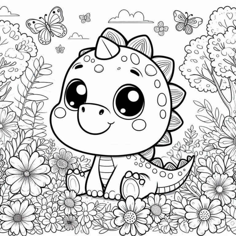 Dibujo De Bonito Dinosaurio Para Colorear