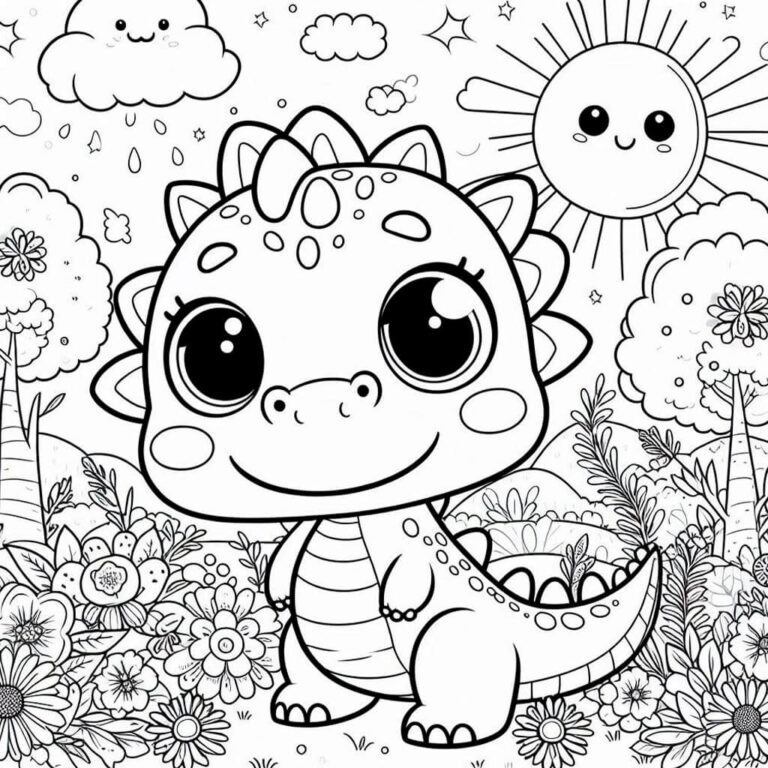 Dibujo De Bonito Dinosaurio Para Colorear