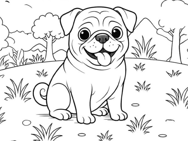 Dibujos de perro pug para colorear