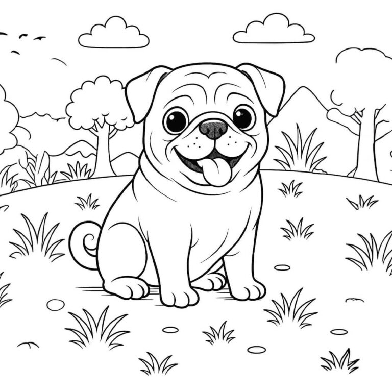 Dibujos de perro pug para colorear