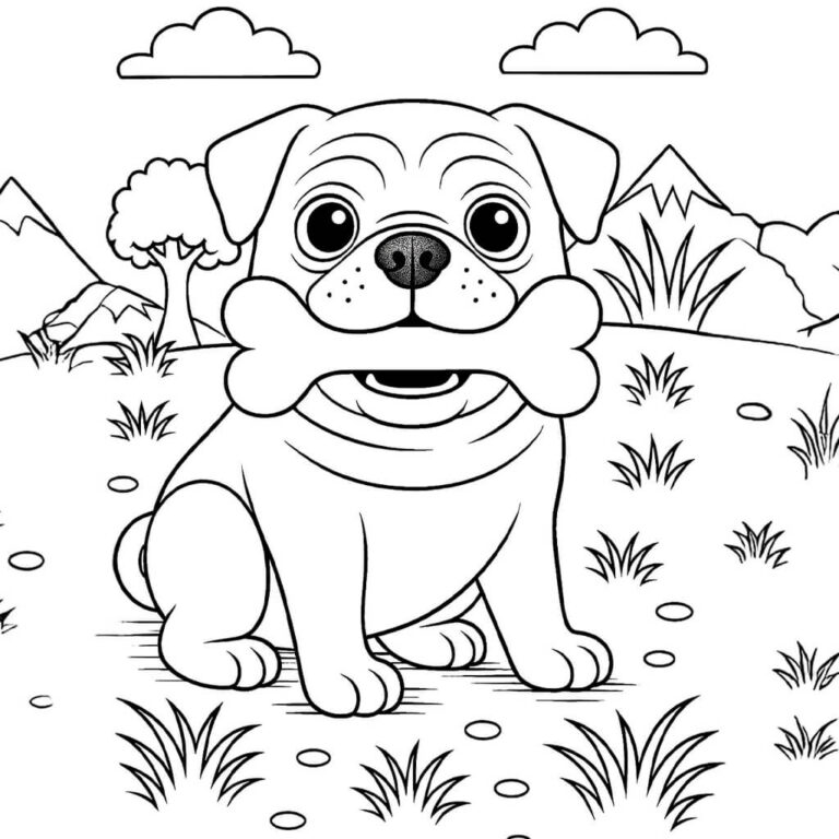 Dibujos de perro pug para colorear
