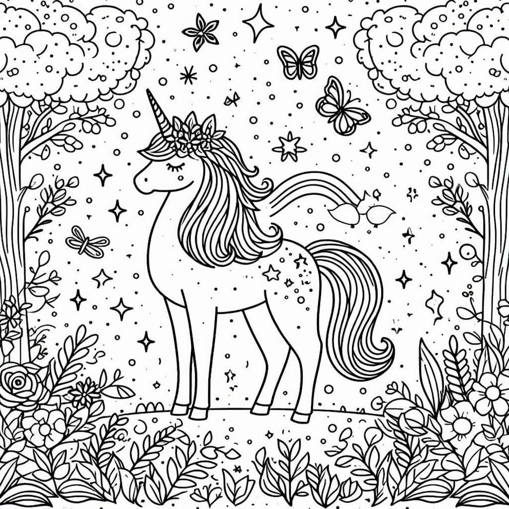 Hermoso unicornio para colorear