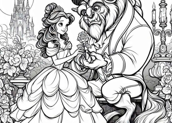 Dibujos de la bella y la bestia para colorear