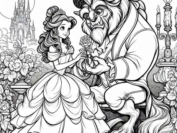 Dibujos de la bella y la bestia para colorear