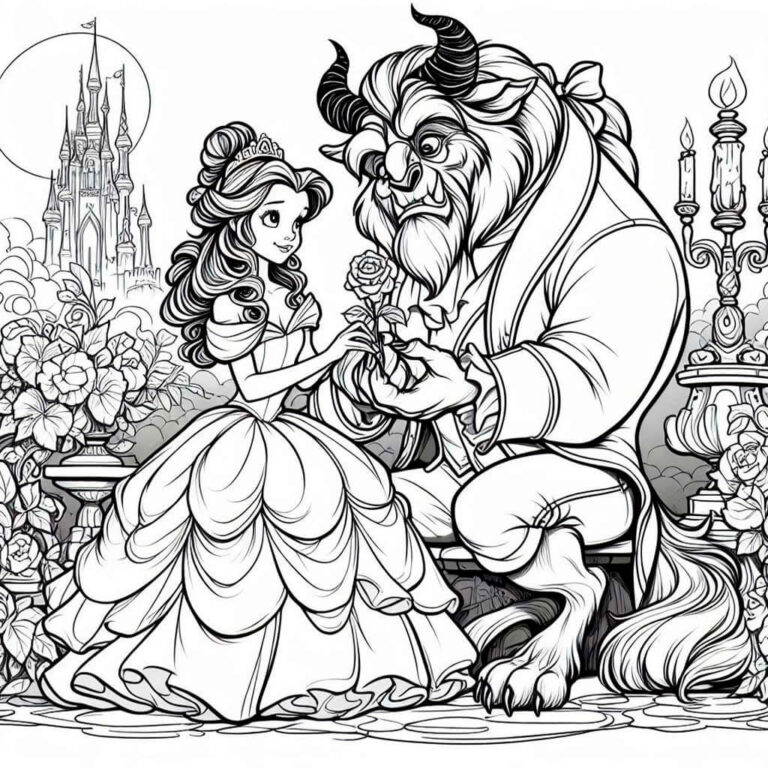 Dibujos de la bella y la bestia para colorear