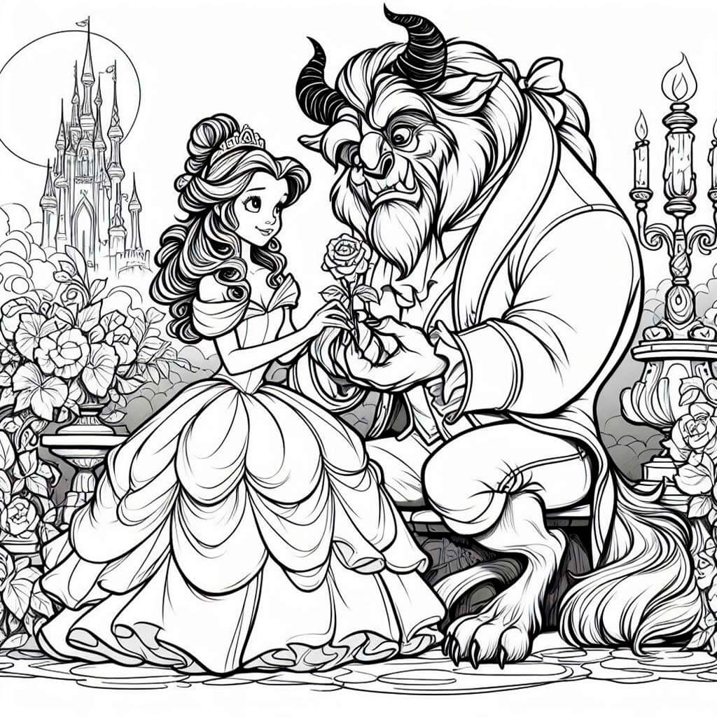 Dibujos de la bella y la bestia para colorear