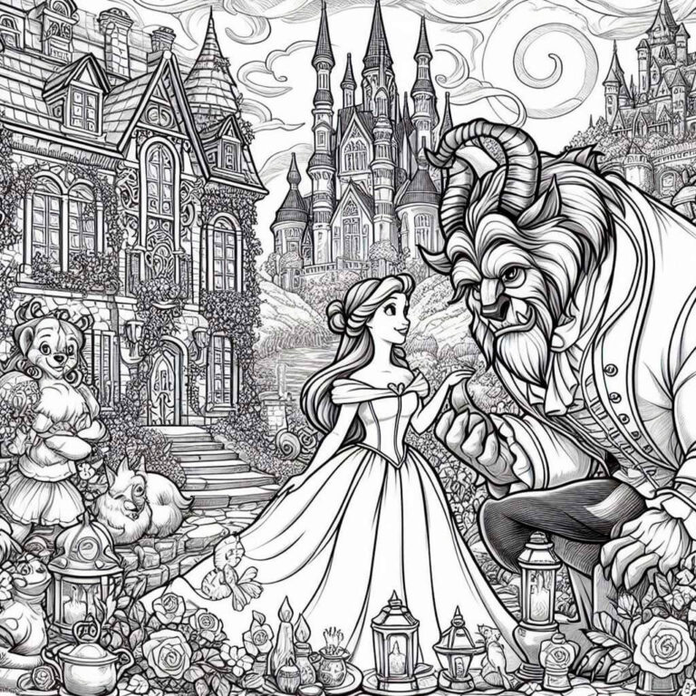 Dibujos de la bella y la bestia para colorear