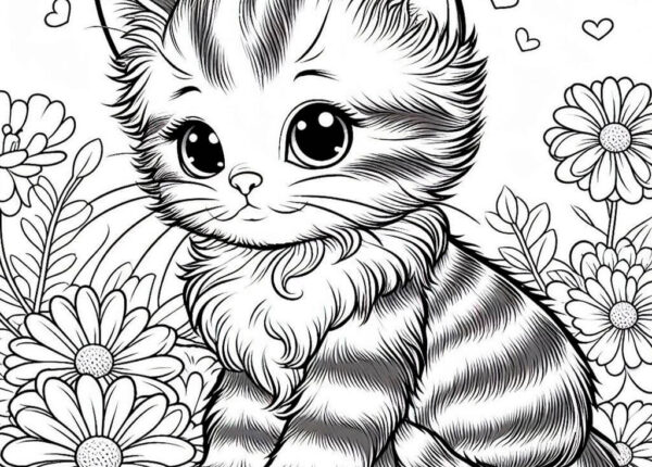 Dibujo de bonito gatito para colorear