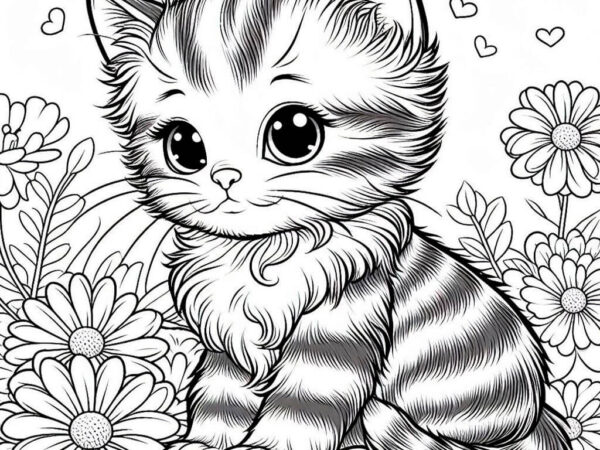 Dibujo de bonito gatito para colorear