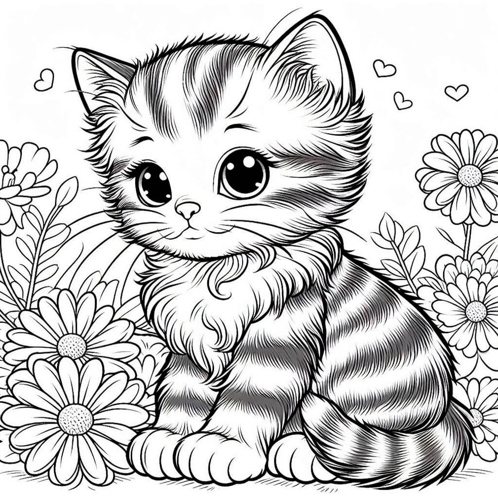 Dibujo de bonito gatito para colorear