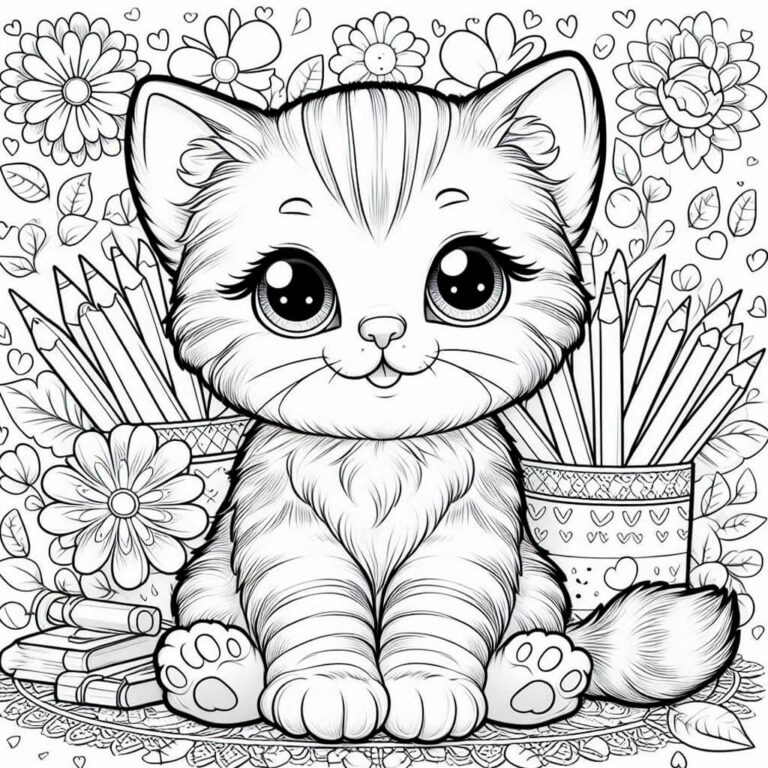 Dibujo de bonito gatito para colorear