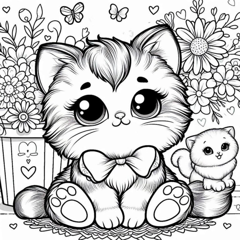 Dibujo de bonito gatito para colorear