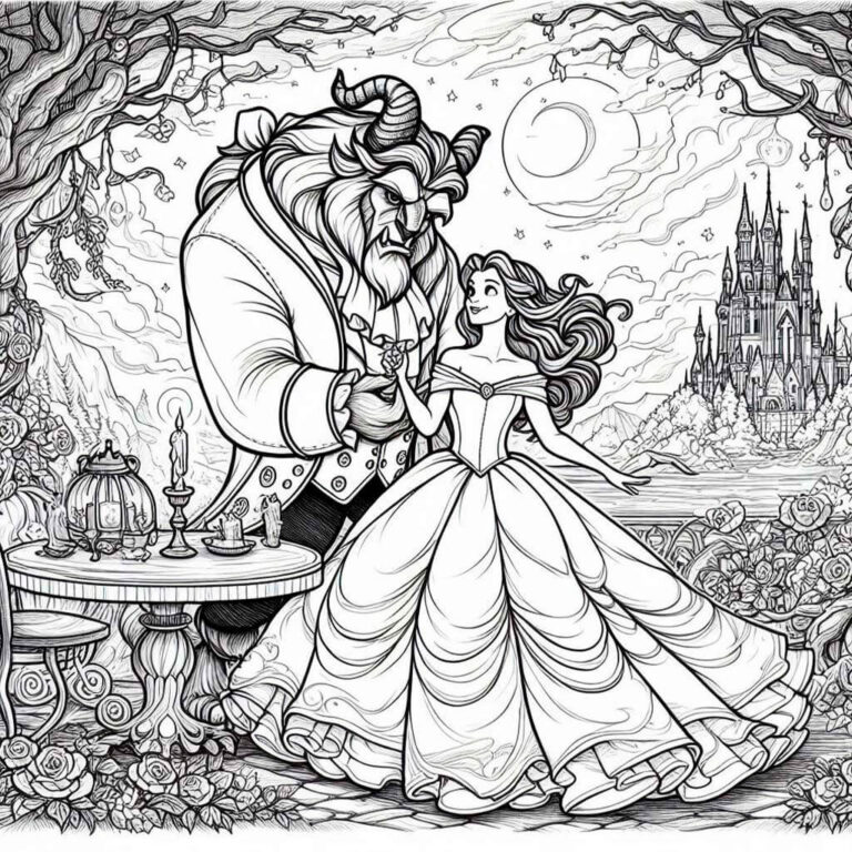 Dibujos de la bella y la bestia para colorear